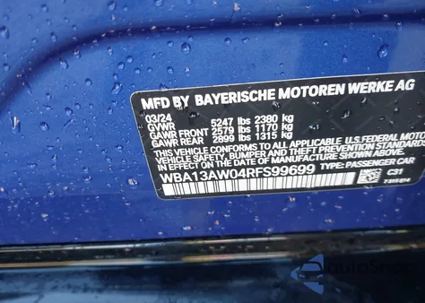 2024 BMW M440I Gran Coupe xDrive из США, поврежденный, VIN WBA13AW04RFS99699